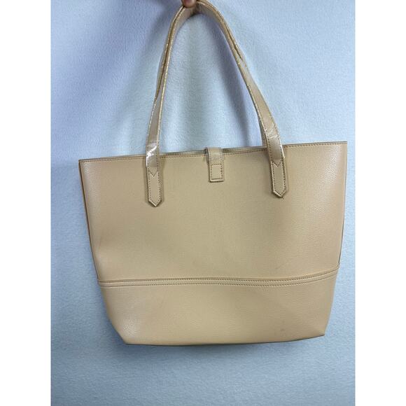 Donna Karan Cashmere Mist DK Logo Tote Bag Cream New - Picture 9 of 9